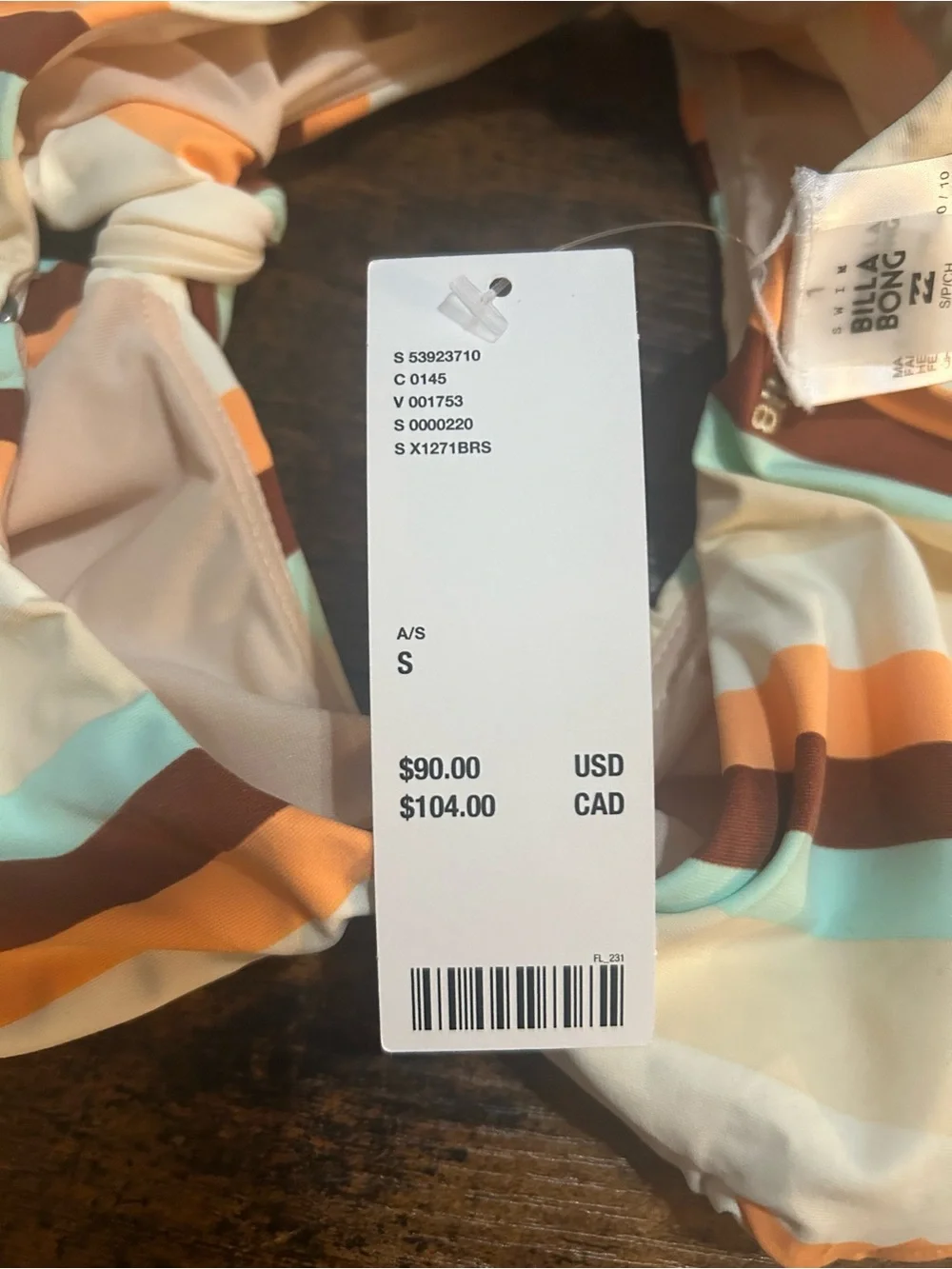 Billabong Striped Cutout One-Piece Swimsuit in Cream, Orange & Blue